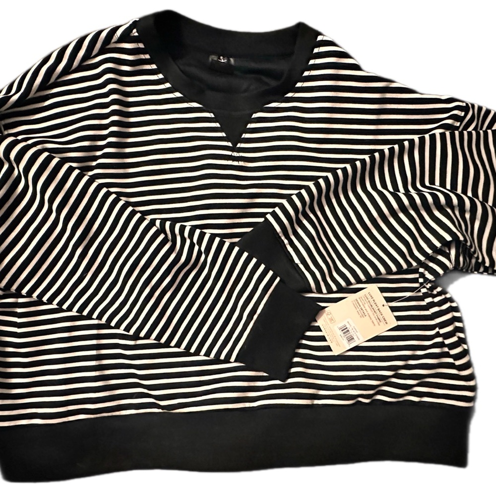 Danskin Luxe Black and White Striped Long Sleeve Top